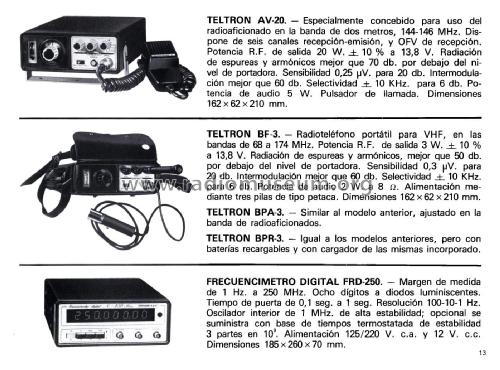 Frecuencímetro Digital FRD-250; Teltronic, S.A. (ID = 2516863) Equipment