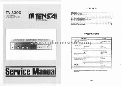 Stereo Integrated Amplifier TA-3300; Tensai brand (ID = 2997842) Ampl/Mixer