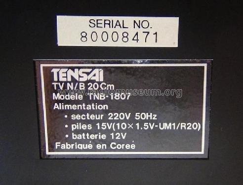 Téléviseur Noir & Blanc TNB-1807; Tensai brand (ID = 1524197) Television