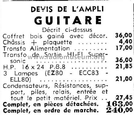 Amplificateur de guitare de 5 watts ; Teral; Paris (ID = 2742045) Ampl/Mixer