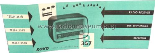 Kovo - Radio Receiver - Empfänger - Récepteur 357 B; Jiskra, Výrobní (ID = 1738280) Radio