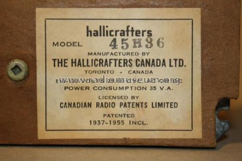 45H36; Hallicrafters Canada (ID = 2070630) Radio