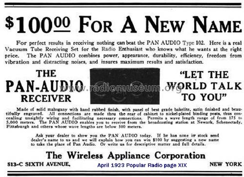 Pan-Audio Receiver Type 102; Wireless Appliance (ID = 1253728) Radio