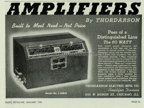 T-20W60 ; Thordarson Electric (ID = 1806137) Ampl/Mixer