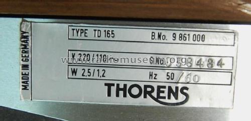 TD-165 B.No. 9861000; Thorens; Lahr (ID = 2707810) Ton-Bild