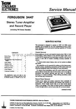 Ferguson 3447; Thorn Electrical (ID = 1416396) Radio