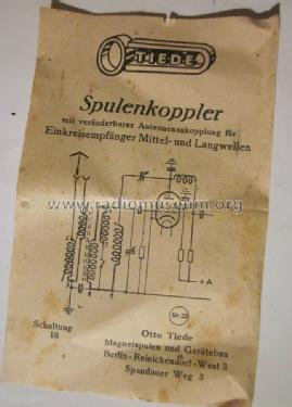 Spulenkoppler für Einkreisempfänger, MW+LW ML1017; Tiede, Otto; Berlin- (ID = 1596308) mod-past25