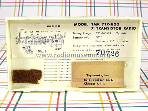 Transistor 7 7TR-800; TMK, Toyomenka (ID = 2663585) Radio