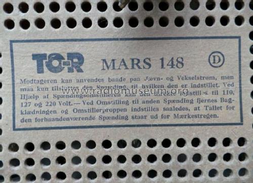 Mars 148 ; TO-R Radio A/S; Vanl (ID = 1728264) Radio