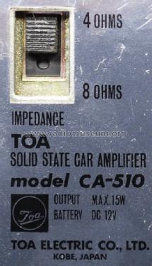 Car Amplifier CA-510; Toa Electric Co., (ID = 1639019) Ampl/Mixer