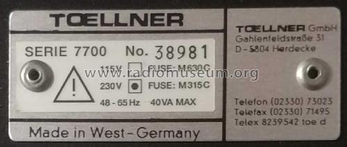 Function Generator 1 mHz - 12 MHz TOE 7706; Toellner; Herdecke (ID = 3002113) Equipment