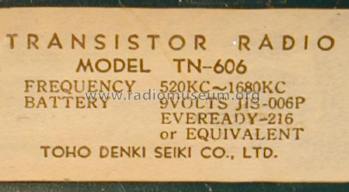 Transistor-6 Deluxe TN-606; Toho Denki Seiki Co. (ID = 1881273) Radio