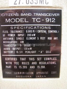 Transceiver TC-912S ; Tokai Wireless Co., (ID = 2047665) Citizen