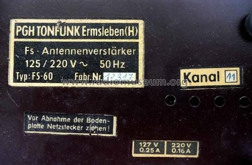 FS-Antennenverstärker FS-60; Tonfunk; Ermsleben/ (ID = 2400660) RF-Ampl.