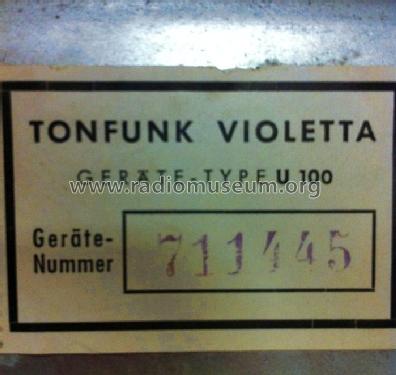 Netz-und Batterie-Violetta U100; Tonfunk GmbH; (ID = 1298430) Radio