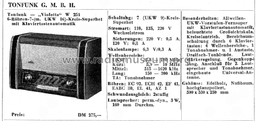 Violetta W251; Tonfunk GmbH; (ID = 2824407) Radio