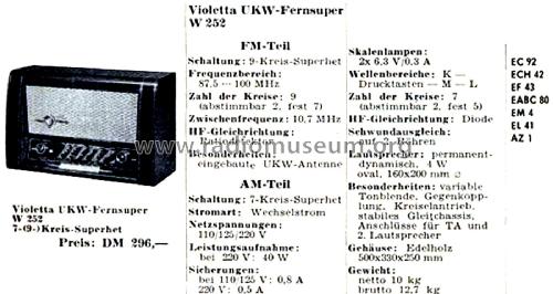 Violetta W252; Tonfunk GmbH; (ID = 2818325) Radio