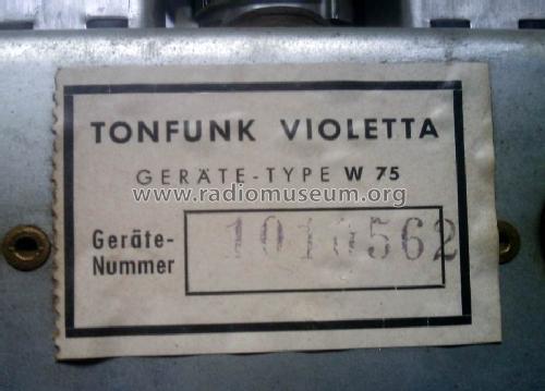 Violetta W75; Tonfunk GmbH; (ID = 1509154) Radio