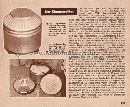 Raumtonstrahler ; Tonmechanik VEB; (ID = 2608459) Speaker-P