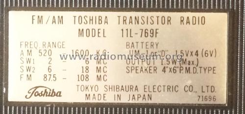 11L-769F; Toshiba Corporation; (ID = 2410944) Radio