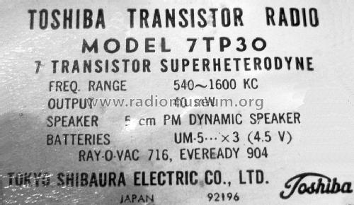 7 Transistor 7TP30; Toshiba Corporation; (ID = 1583554) Radio