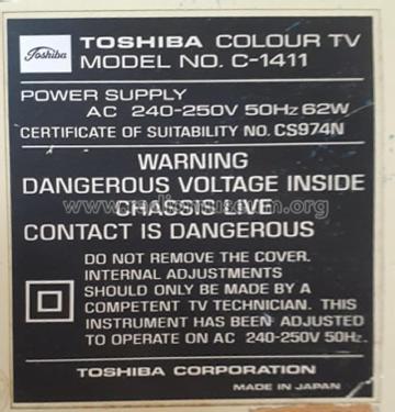 Blackstripe C-1411; Toshiba Corporation; (ID = 2893052) Television