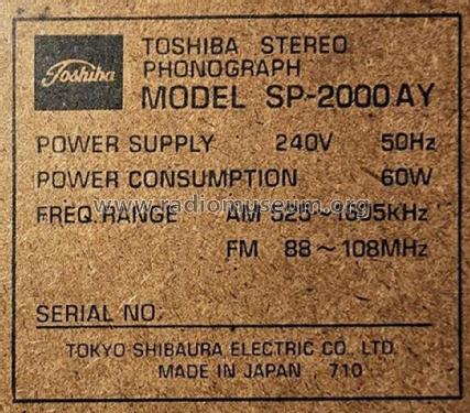 Boston 2000 Stereo Phonograph SP-2000AY ; Toshiba Corporation; (ID = 3075118) Radio