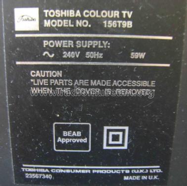 Colour TV 156T9B; Toshiba Corporation; (ID = 1738170) Televisión