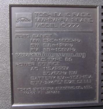 IC-777; Toshiba Corporation; (ID = 1578889) Radio