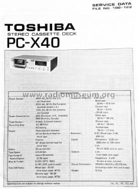 PC-X40; Toshiba Corporation; (ID = 1640733) Reg-Riprod