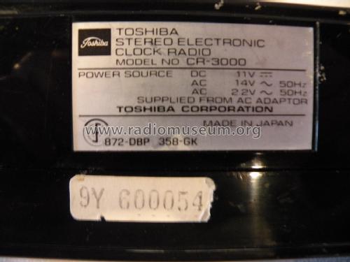 Stereo Electronic Clock Radio CR-3000; Toshiba Corporation; (ID = 2235767) Radio