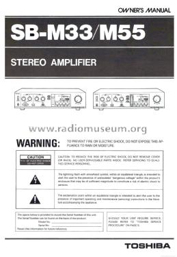 Stereo Amplifier SB-M33; Toshiba Corporation; (ID = 1939201) Ampl/Mixer