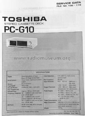 Stereo Cassette Deck PC-G10; Toshiba Corporation; (ID = 1640804) R-Player