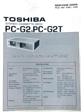 Stereo Cassette Deck PC-G2; Toshiba Corporation; (ID = 1807863) R-Player