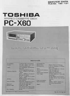 Stereo Cassette Deck PC-X60; Toshiba Corporation; (ID = 1640688) R-Player