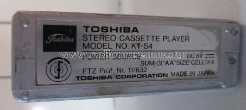 Stereo Cassette Player KT-S4; Toshiba Corporation; (ID = 2978729) Radio