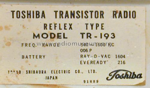 TR-193; Toshiba Corporation; (ID = 1768805) Radio