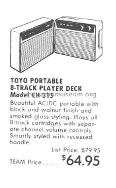 8 Track Stereo CH-315 ; Toyo Radio Co., Ltd. (ID = 2780595) Sonido-V