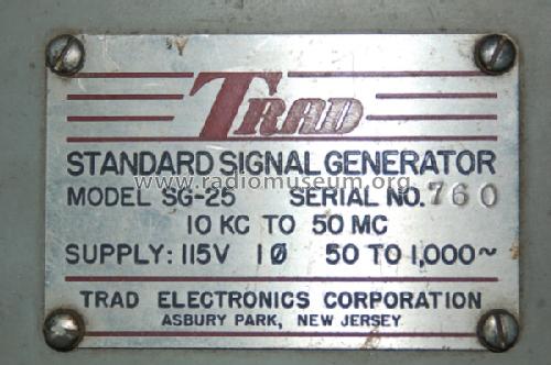 Standard Signal Generator SG-25; Trad Television Corp (ID = 1579297) Equipment