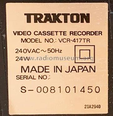 VHS Video Cassette Recorder VCR-417TR; Trakton brand, (ID = 2929497) Sonido-V