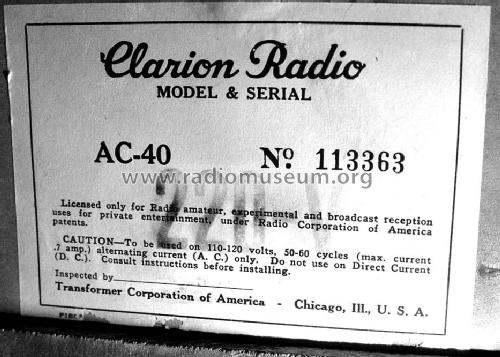 Clarion 40 Junior ; Clarion, Transformer (ID = 477541) Radio