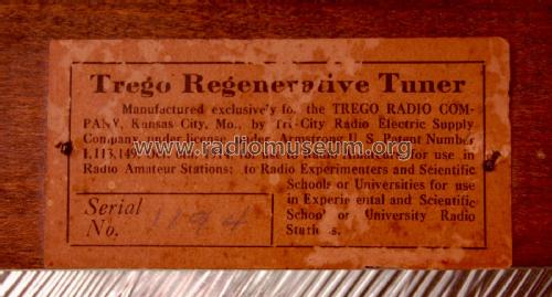 Tuner Regenerative Type Type A; Trego Radio Manuf. (ID = 2121003) Radio