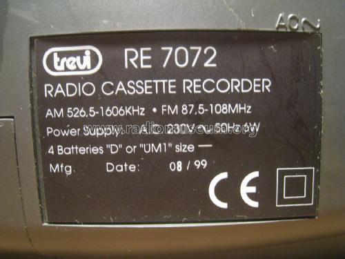 AM/FM Radio Cassette Recoder RE7072; Trevi S.p.A.; Rimini (ID = 2019861) Radio