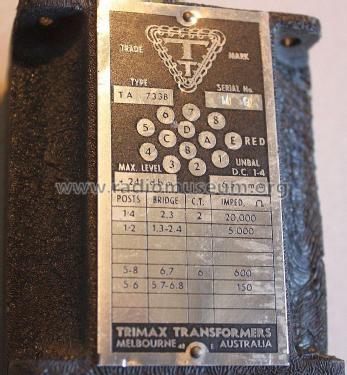 Output, Plate to Line Transformer TA-733B; Trimax Transformers (ID = 2011454) Radio part