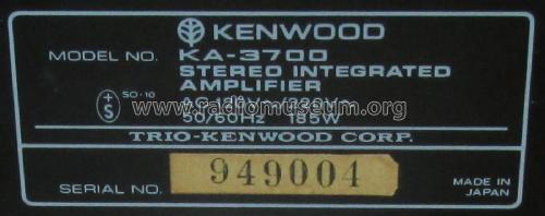 Stereo Integrated Amplifier KA-3700; Kenwood, Trio- (ID = 1942200) Ampl/Mixer