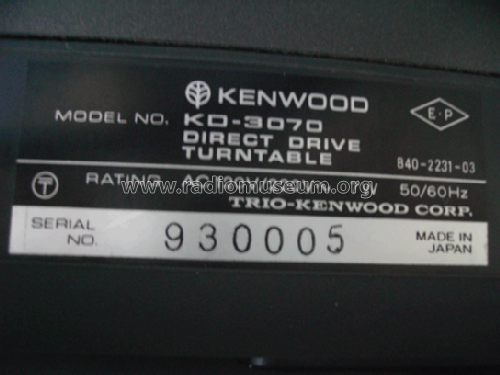 Automatic Return Direct-Drive Turntable KD-3070; Kenwood, Trio- (ID = 582099) Ton-Bild