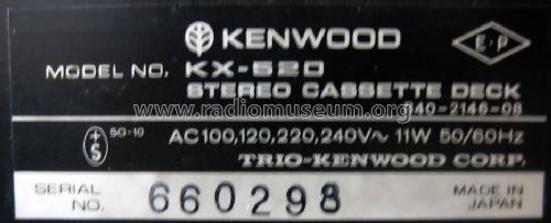 Stereo Cassette Deck KX-520; Kenwood, Trio- (ID = 549518) R-Player