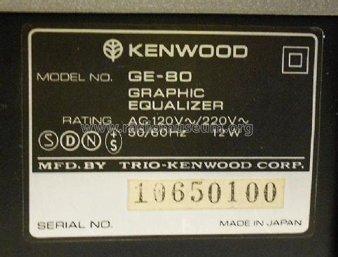 Stereo Graphic Equalizer GE-80; Kenwood, Trio- (ID = 2238643) Ampl/Mixer