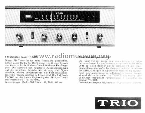 Transistor Automatic FM Stereo Tuner TK-500E; Kenwood, Trio- (ID = 1639292) Radio