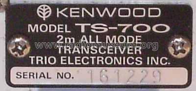 TS-700; Kenwood, Trio- (ID = 754513) Amat TRX